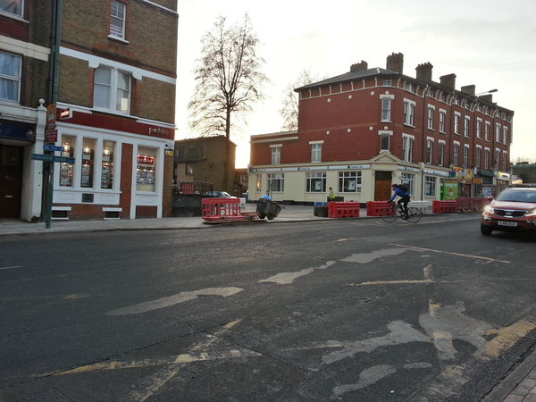 The photo for New kerb on cycle route by Sydenham Station.
