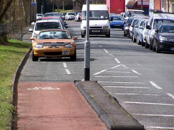 The photo for Advisory Cycle Lane Being Used As A Car Park.