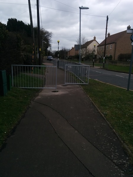 The photo for Teversham bike route entrance blocked off.