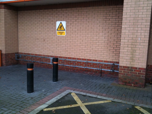 The photo for Poor cycle parking at B&Q, Canterbury.