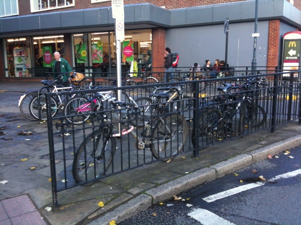 The photo for Insufficient cycle parking at bus station end of Canterbury Lane, Canterbury.