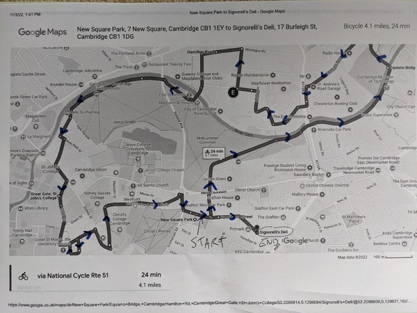 The photo for Route for Festive Lights Ride 2022.