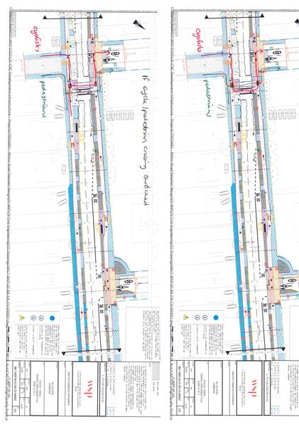 The photo for Planned layout of new cycle/pedestrian crossing on Milton Road near Ascham Road.